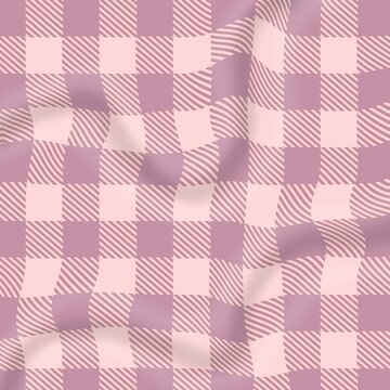 Wavy Checkered Pattern, Distorted Lilac Purple Squares, Retro Groovy Seamless Texture