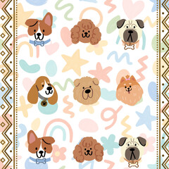 Fototapeta premium Cute Cartoon Zoo and Farm Animals Vector Collection featuring a Dog, Cat, Horse, Cow, Lion, Elephant, Pig, and Bear Illustrated for Kids