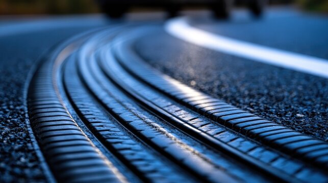 Road expansion joint with vehicle traffic in background