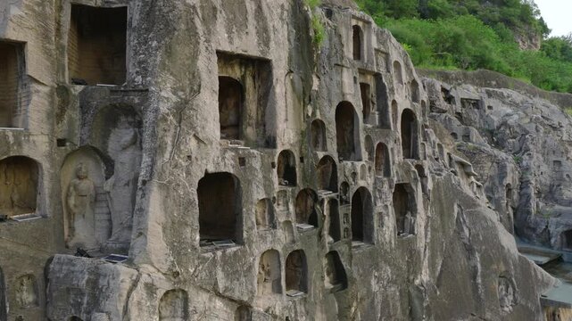 Giant cliff‑carved Vairocana Buddha of Tang Dynasty, Longmen Grottoes, thousand‑year‑old Chinese Buddhist art