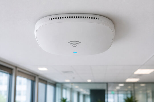 Wireless Access Point Installed on Office Ceiling