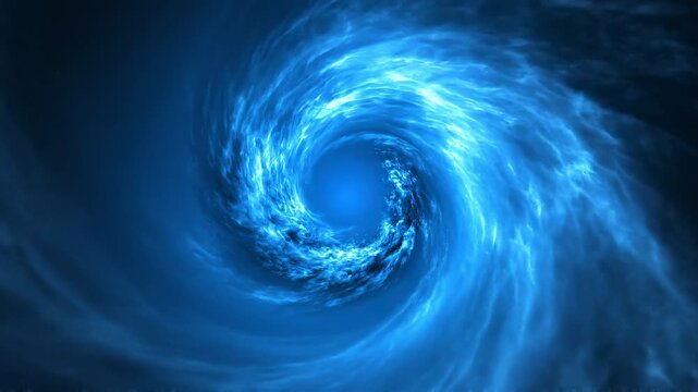 Dynamic cerulean blue particles drifting through a seamless looping vortex offering an energetic particle field for music events and electronic concerts.