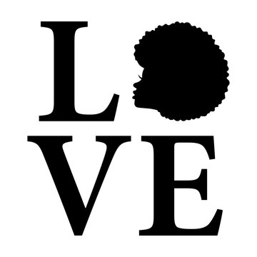 Love Afro black woman svg cut file. Isolated vector illustration.