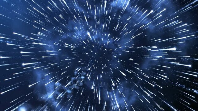 3d abstract background loop of continuous futuristic azure particle flow swirling in a seamless video for corporate presentations and tech science exhibitions