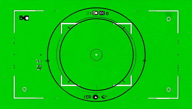 Digital Camera Viewfinder Overlay with Green Screen Background and Focus Reticle for Video Editing and Compositing