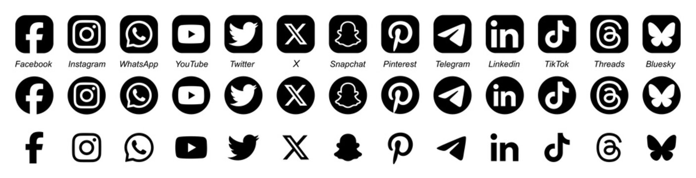 Social media icons 2026. social network logos collection	