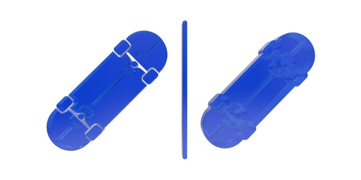 Blue skateboard graphic element icon as isolated element