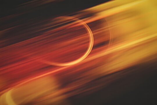 Abstract Dynamic Light Trails with Golden Orange Motion Blur Background for Technology and Energy Concepts