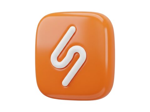 Orange 3d app icon with a stylized white letter s symbol on white background
