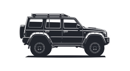 Black suv with roof rack on white background with illustration automobile transport vehicle offroad graphic car 4x4 © Asim