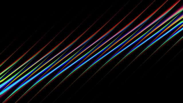 A high quality 3d render featuring a geometric background with a metallic texture and ribbed glass wallpaper effect displaying vibrant diagonal light streaks patterns