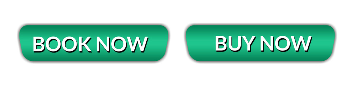 Modern Green Glossy BOOK NOW and BUY NOW Button Set for Website Design, Green Gradient BOOK NOW BUY NOW Call to Action Button Collection