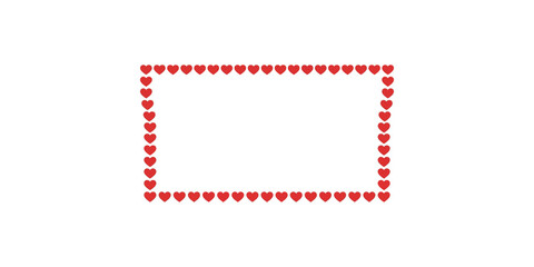 Fototapeta premium Red heart border frame outline for romantic greeting cards and wedding invitation templates.
