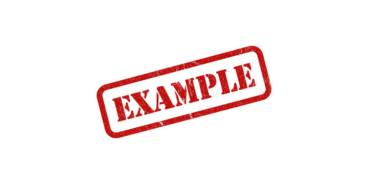 Red grunge example rubber stamp isolated on transparent background for professional document status marking.
