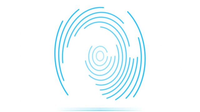 Cyber security fingerprint scan animation on white background