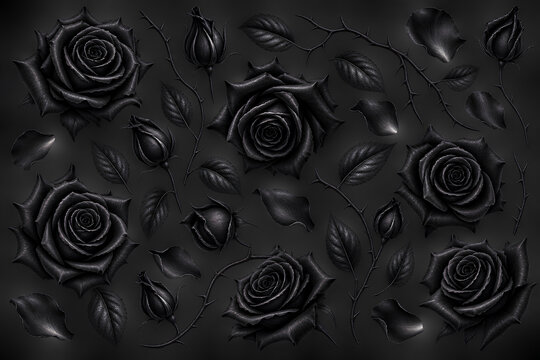 black and white rose png asset graphic