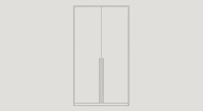 Modern double door cabinet design with minimalist line drawing tall cabinet two doors home decor architecture furniture interior outline with storage