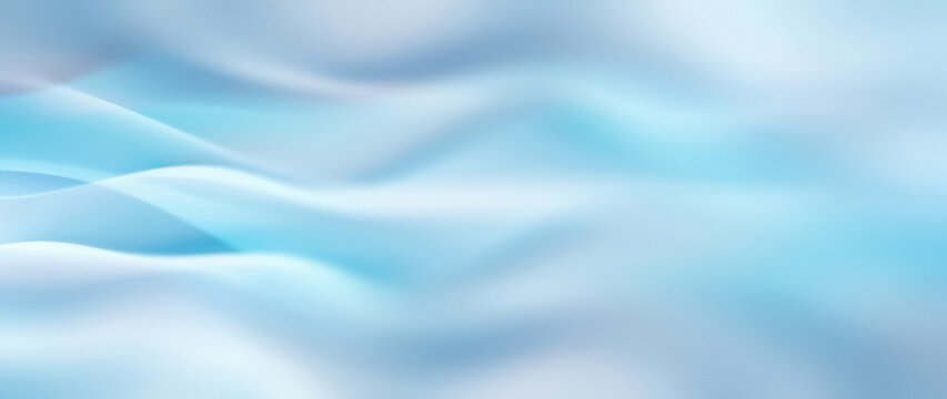 Abstract light blue and white soft wavy background with blurred smooth curves