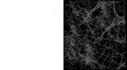 Spooky spider web texture on black background, creepy cobweb overlay for Halloween, dark gothic net pattern for horror design © Nafiz