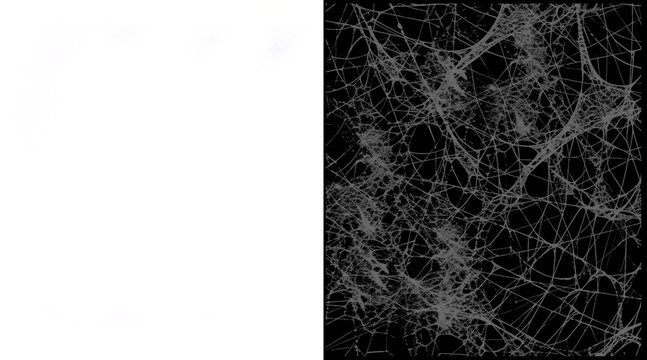 Spooky spider web texture on black background, creepy cobweb overlay for Halloween, dark gothic net pattern for horror design