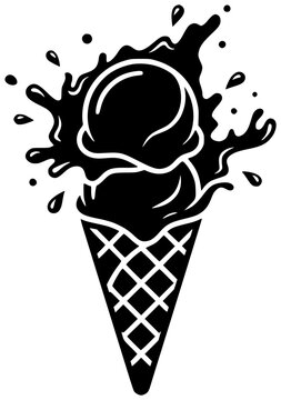 dessert illustration dairy silhouette sweet logo cone icon cream outline vanilla ice gelato food summer delicious chocolate cold frozen shape with vector graphic background