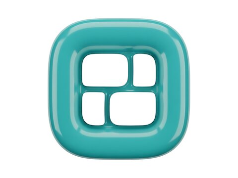 A glossy teal square icon featuring a four quadrant window grid layout