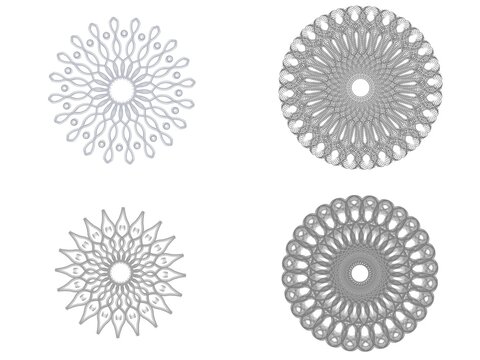 Set of colourful geometric mandala patterns and decorative floral badges, collection of multicolored abstract circular flowers icons on white background, decorative round floral mandalas,