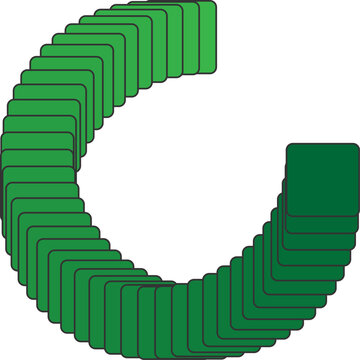 Green letter g formed from stacked rectangular shapes on white