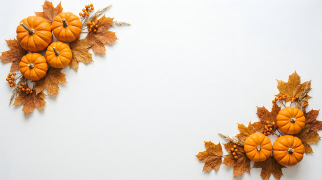 A beautiful thanksgiving arrangement of pumpkins and fall foliage creates a warm and inviting atmosphere for the holiday