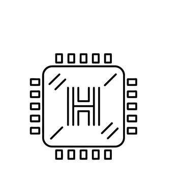 Computer chip icon with letter H