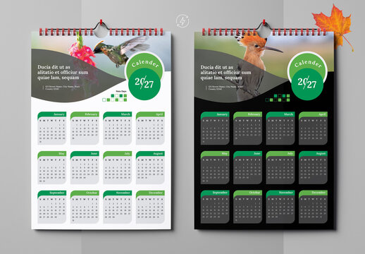 2027 Wall Calendar Template Modern Monthly Planner