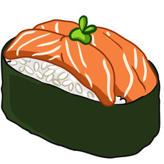 Hand drawn salmon gunkan maki sushi illustration isolated on transparent background © Creative