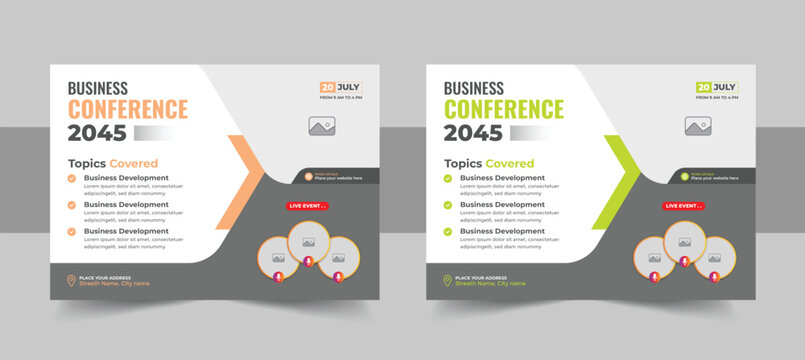 Live streaming event invitation banner and training poster layout, live webinar event invitation banner layout