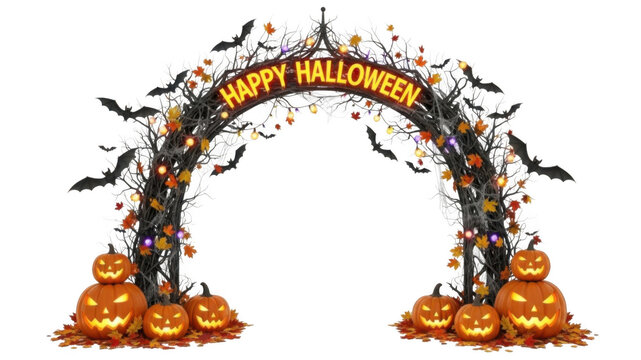 Golden decorative arch with fire effect