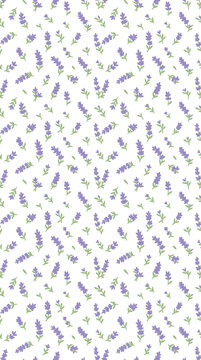 Lavender sprig pattern seamless wallpaper for wellness products.
