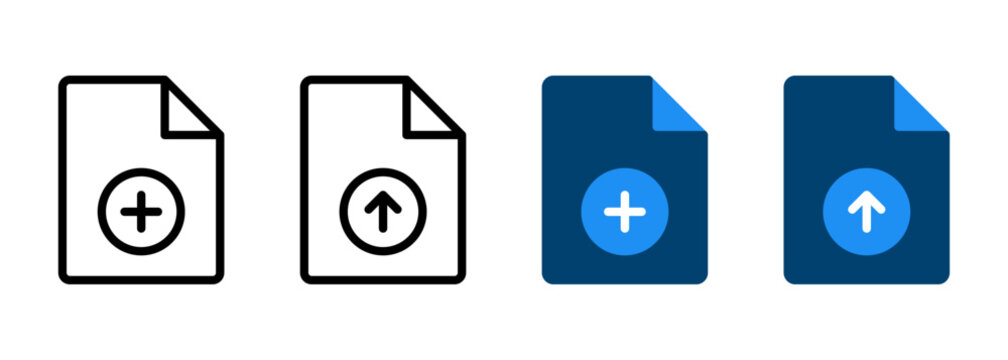 Upload file icon. Add files symbol with document and arrow sign for website, app and UI. Vector and Transparent PNG