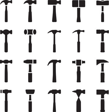 Hardware tools hammer variety vector illustration carpentry equipment.
