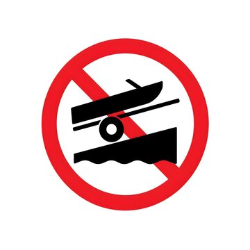 No Boat Launch Sign Prohibited Boat Ramp Dock Safety Warning Red Circle Slash Symbol