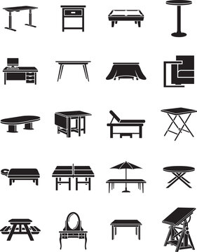 Table Silhouette Icons Set &ndash; Modern, Office, Dining & Outdoor Furniture Collection