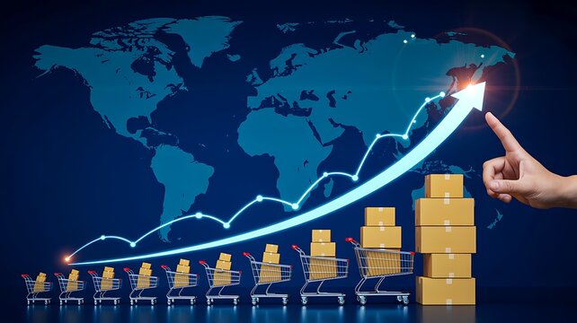 Business growth strategy with rising financial chart global market map and investment concept