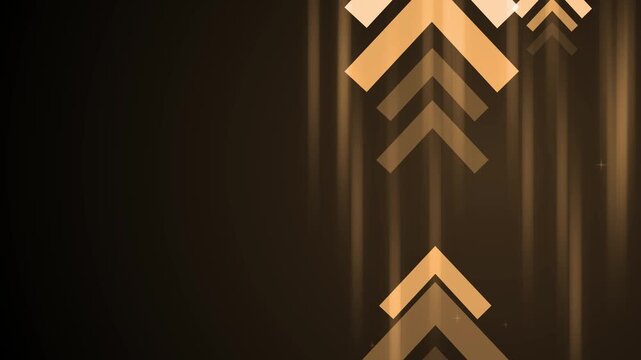 Abstract background with vertical light streaks and stacked white upward chevrons on the right, minimalist futuristic geometric composition animation