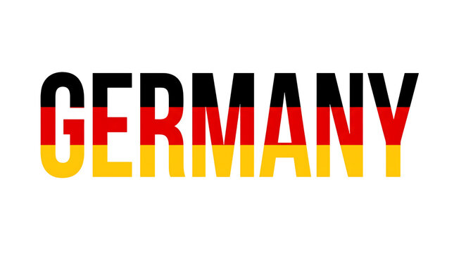 German flag colors forming the word Germany in bold typography on transparent background, patriotic and clean text design
