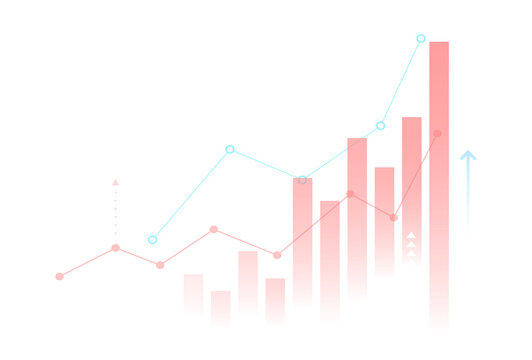 Growth graph with business finance market stock trade profit chart isolated on transparent png background