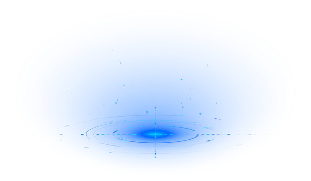 Blue digital cyber future technology hologram portal podium glow shine isolated on transparent png background