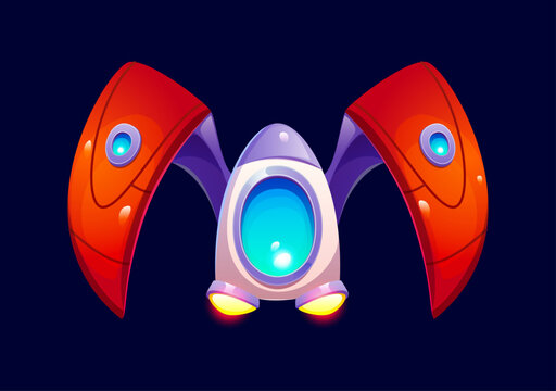 Cartoon space fantastic spaceship rocket font letter M. Universe research type sign, galaxy discovery typeset isolated vector letter. Space exploration kids ABC typeface element or font symbol