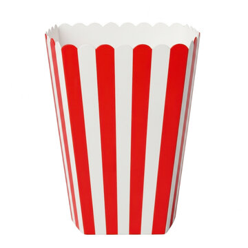 Empty red and white striped popcorn box container isolated on transparent background
