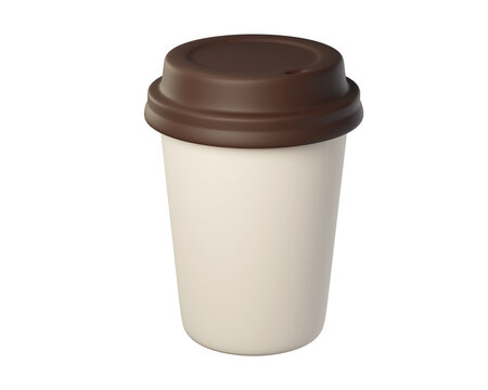 3D Coffee takeaway with Brown Lid Isolated. Perfect for cafe dessert, pastry and party. 3d render
