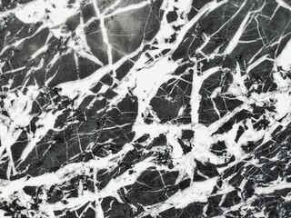 This photo shows a dark-colored marble surface with naturally occurring white veins spreading across it.