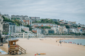 Fototapeta premium Scenic view of La Concha beach in San Sebastian, Basque Country, Spain