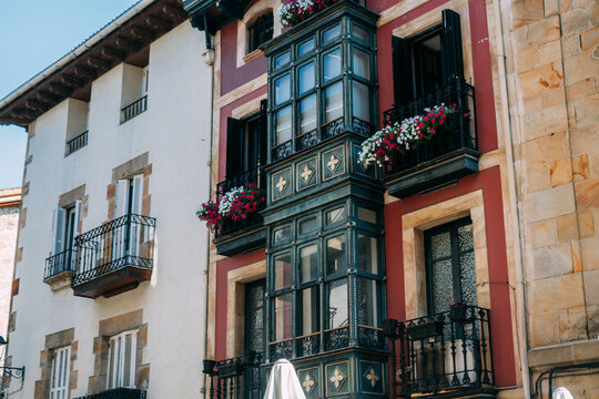 Colorful stone houses in Elorrio, Vizcaya, Spain